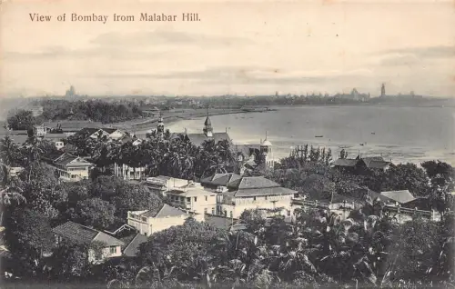 L378 Indien Ansicht von Bombay vom Malabar Hill Vintage Postkarte