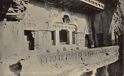L378 Indien Ellora Front Vishwa Karma Höhle Vintage Postkarte