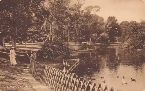 L234 England Hampden Park Eastbourne Hunde Enten Vintage Postkarte