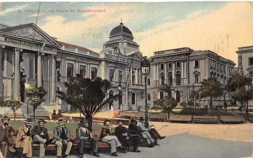 L248 Brasilien 1927 S. PAULO - Le Palais du Gouvernement Vintage Postkarte