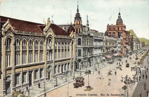 L248 Brasilien 1913 Avenida Central. Rio de Janeiro. Kutsche Vintage Postkarte