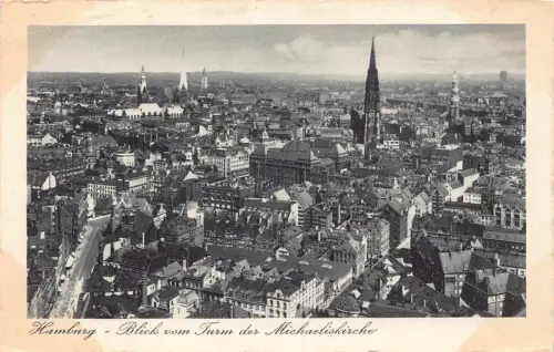 Deutschland Hamburg Blick von der Michaeliskirche Kirchturm Postkarte