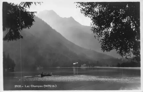 Schweiz Lac Champex See Boot Vintage Postkarte