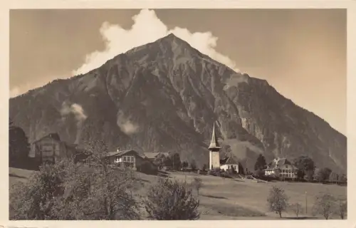 Schweiz Aeschi Landschaft mit Niesen Berg Vintage Postkarte