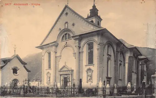 Schweiz Andermatt Kirche Kirche Vintage Postkarte