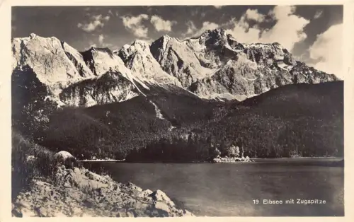 Deutschland Eibsee Zugspitze Vintage Postkarte