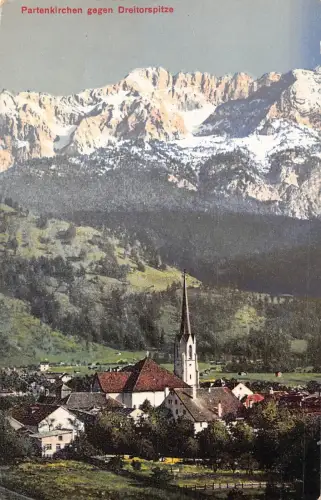 Deutschland Partenkirchen gegen Dreitorspitze Vintage Postkarte