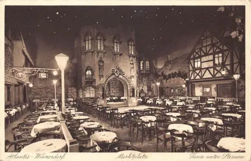 A966 Deutschland Berlin Marktplatz Atlantis Winzerdorf Restaurant Vintage Postkarte