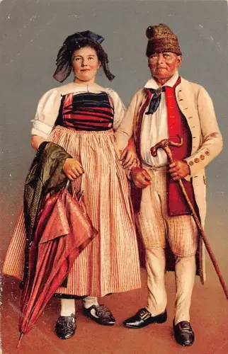 Schweiz Zuerich Bauernpaar aus Wehntal Volkspaar Traditionelle Postkarte
