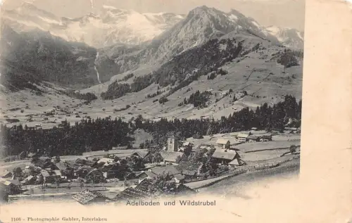 B008 Schweiz Adelboden und Wildstrubel Berggipfel Postkarte