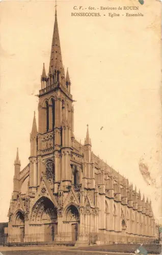 A675 Frankreich Rouen Bonsecours Eglise Kirche Vintage Postkarte