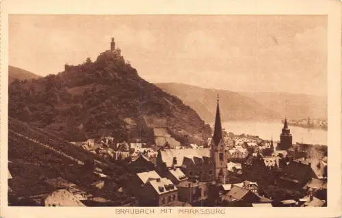 A692 Deutschland Braubach mit Marksburg Vintage Postkarte