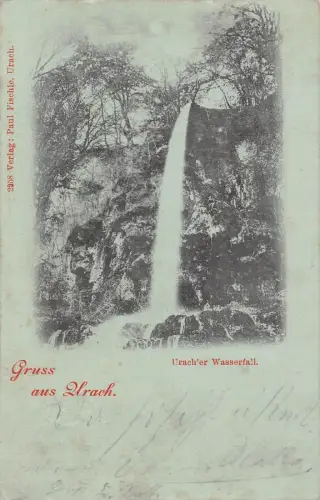 L025 Deutschland 1898 Grüße vom Uracher Wasserfall Württemberg Vintage Postkarte