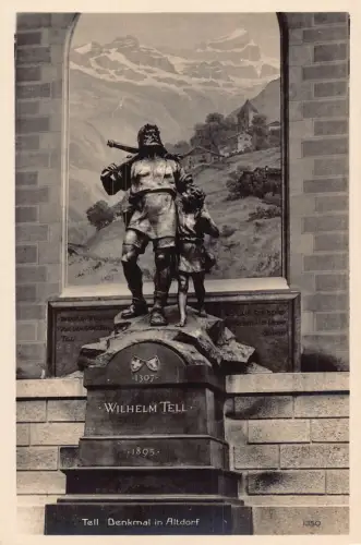 A809 Schweiz Tell Denkmal in Altdorf Denkmal RPPC Vintage Postkarte