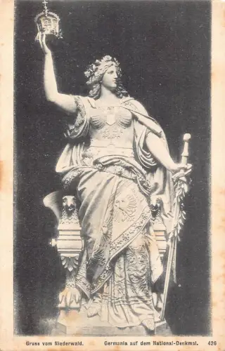 Deutschland Gruss vom Niederwald Germania Statue aus Nationaldenkmal Postkarte