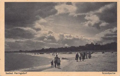 Deutschland Seebad Heringsdorf Strandpartie Strand Vintage Postkarte