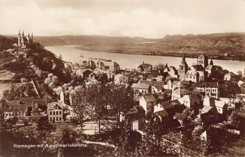 Deutschland Remagen mit Apollinariskirche Kirche RPPC Vintage Postkarte