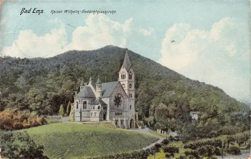 L211 Deutschland 1911 Bad Ems Kaiser Wilhelm Gedaechtnisskirche Vintage Postkarte