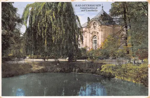 Deutschland Bad Oeynhausen 1930 Goldfischteich mit Lesehalle Postkarte