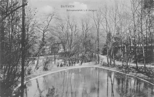 Deutschland 1915 Barmen Schwanenteich id Anlagen See Vintage Postkarte