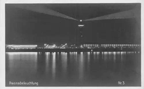 Deutschland Koeln Pressabeleuchtung Leuchtturm bei Nacht Vintage Postkarte