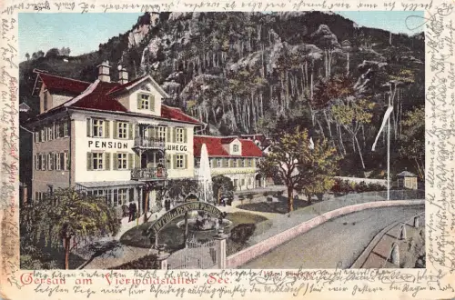 A129 Schweiz 1901 Gersau am Vierwaldstätter See Pension Uhegg Postkarte