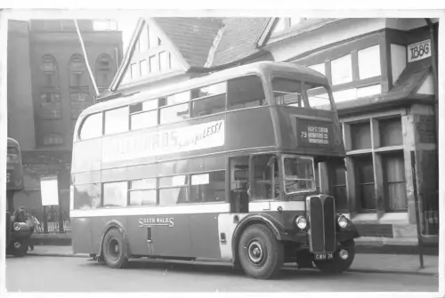 Transport Doppeldeckerbus mit Macowards Werbung Echtfoto Postkarte