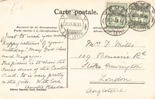 Schweiz 1906 Souvenir de la Suisse Ethno Waadtländer Edelweiß Postkarte