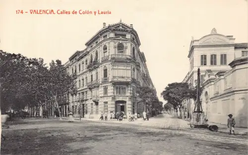 B017 Spanien Valencia Calles de Colon y Lauria Vintage Postkarte