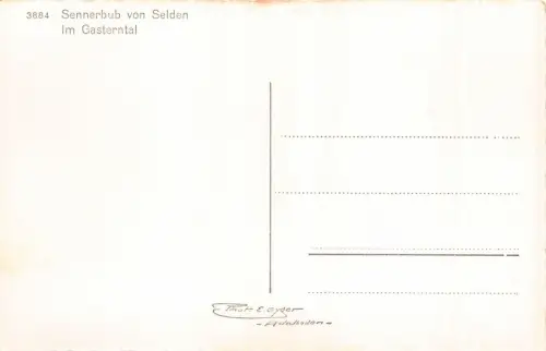 A851 Schweiz Sennerbub Selden im Gasterntal Schäferjunge Kuh RPPC Postkarte