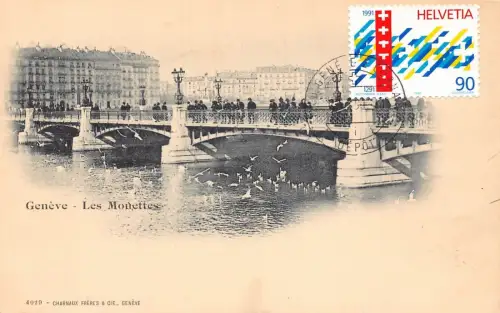 L298 Schweiz Genf Les Monettes Brücke Vintage Postkarte
