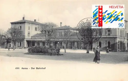 L298 Schweiz Aarau Bahnhof Wagen Vintage Postkarte