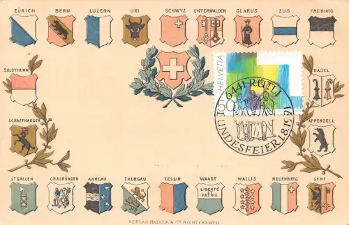 L297 Schweiz Städte Wappen Vintage Postkarte