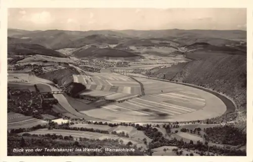 L305 Deutschland Blick von Teufelskanel ins Werratal Werraschleife RPPC Postkarte
