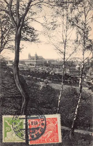 L141 Tschechien 1923 Mala Strana a Hradcany Panoramablick Vintage Postkarte