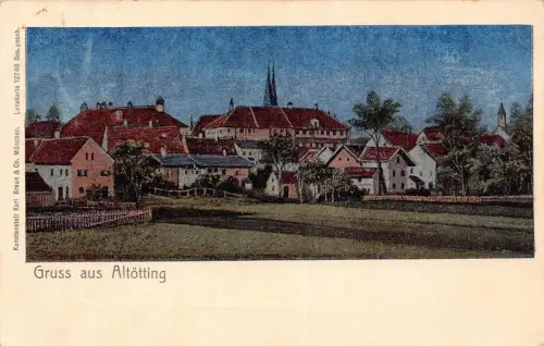 B136 Deutschland Gruss aus Altötting Gesamtansicht Vintage Postkarte