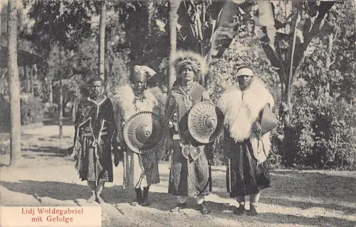 B634 Äthiopien 1913 Lidj Woldegabriel mit Folge Chiefs Ethnic Native Postkarte