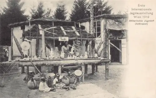 B634 Äthiopien Erste Int Jagdausstellung Wien 1910 Jägerdorf Postkarte