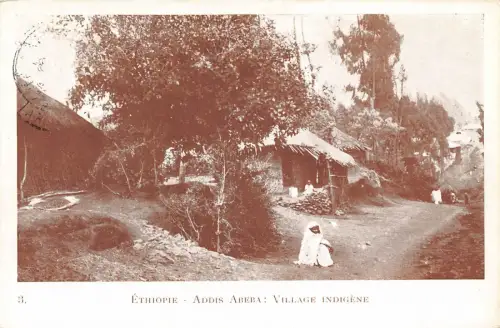 B634 Äthiopien Addis Abeba Village Indigene Vintage Postkarte