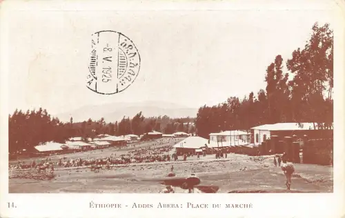 B634 Äthiopien 1925 Addis Abeba Place du Marche Vintage Postkarte