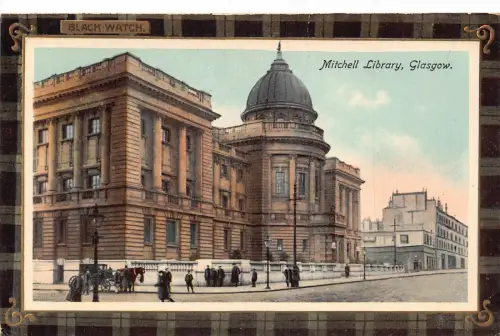 A031 Schottland Glasgow Mitchell Library Tartan Black Watch Postkarte