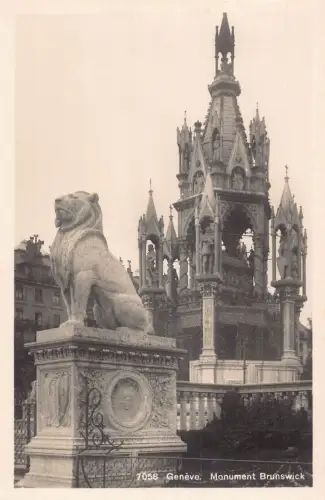 L099 Schweiz Genf Braunschweig Denkmal Löwe Vintage Postkarte