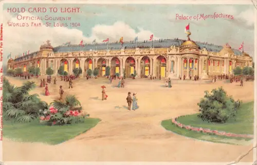 L292 US Missouri HTL St. Louis Worlds Fair Palace Manufactur 1904 Litho Postkarte