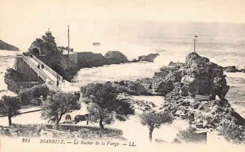 A818 Frankreich Biarritz Rocher de Vierge Vintage Postkarte