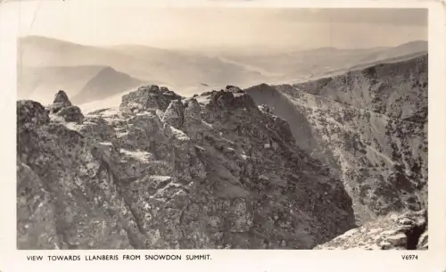 A953 Wales Blick auf Llanberis vom Snowdon Summit Vintage Postkarte
