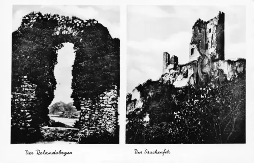 B090 Deutschland Rolandsbogen Drachenfels RPPC Vintage Postkarte