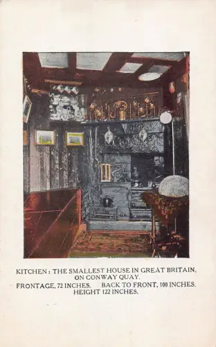 A942 Wales Küche kleinstes Haus Conway Quay Vintage Postkarte