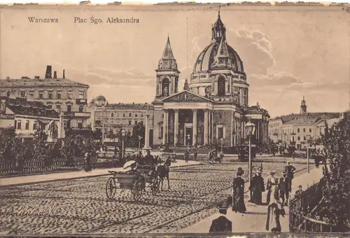 B111 Polen Warszawa Warschau Plac Sgo Aleksandra Platz Kutsche Postkarte