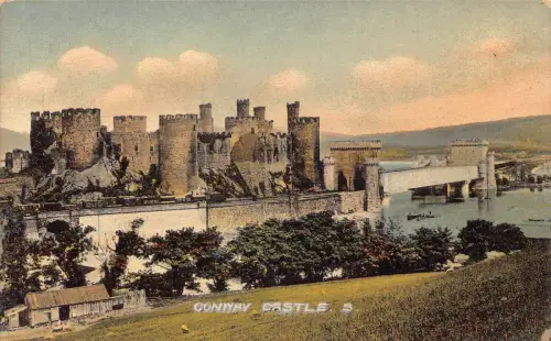 A023 Wales Conwy Castle and Bridge, Vintage Postkarte
