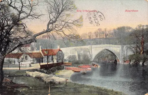 A949 Schottland 1909 Aberdeen Brig O'Balgownie Bridge Vintage Postkarte